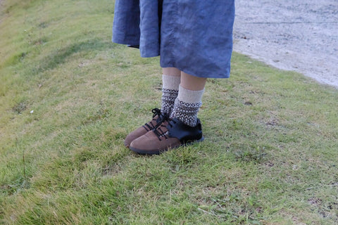Oatmeal jacquard wool socks