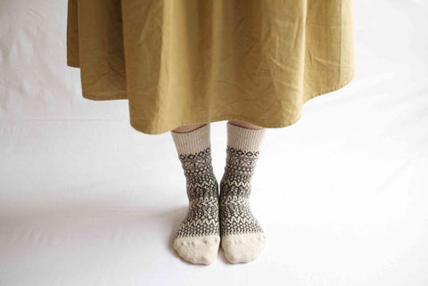 Oatmeal jacquard wool socks