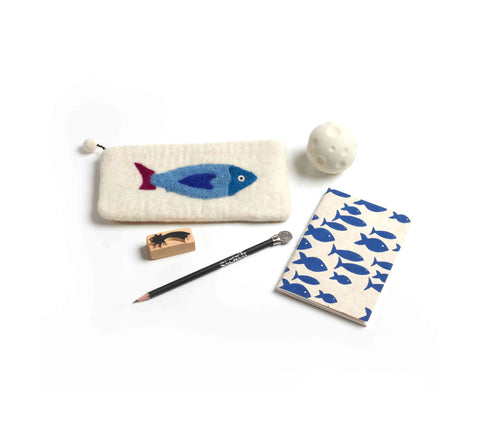 Wool felt fish purse