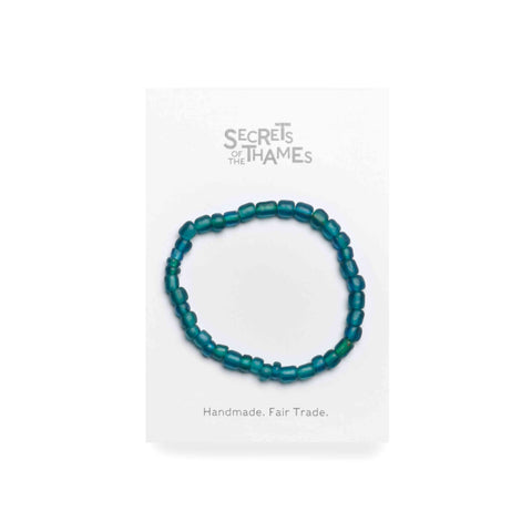 Teal Egyptian inspired glass beaded bracelet