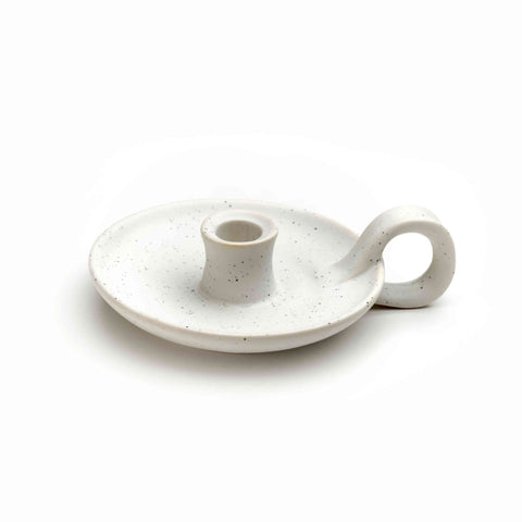 Ceramic candle holder with handle
