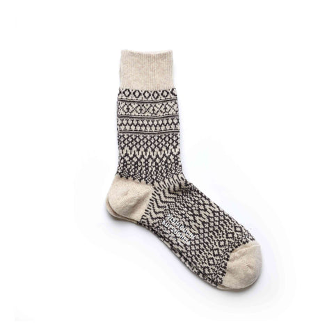 Oatmeal jacquard wool socks