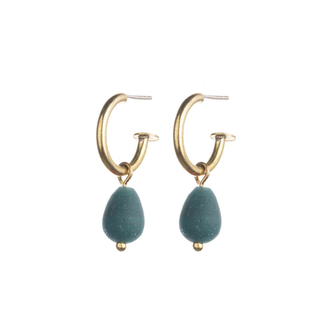 Teal Egyptian inspired beaded hoop earrings