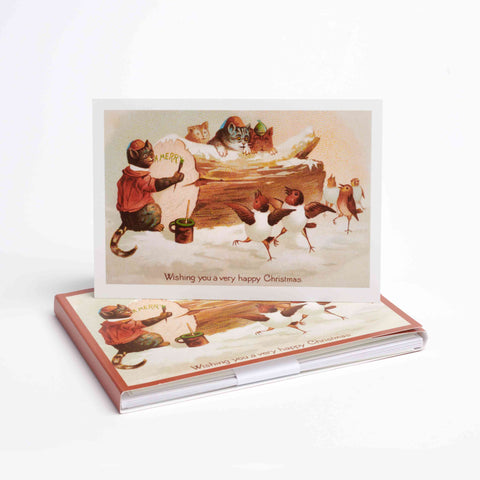 Cats and Robins London Museum Christmas card set of 5