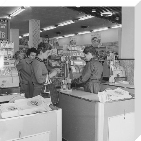 Rose Grant (Henry Grant's wife) shops in a Premier Supermarket store c.1961
