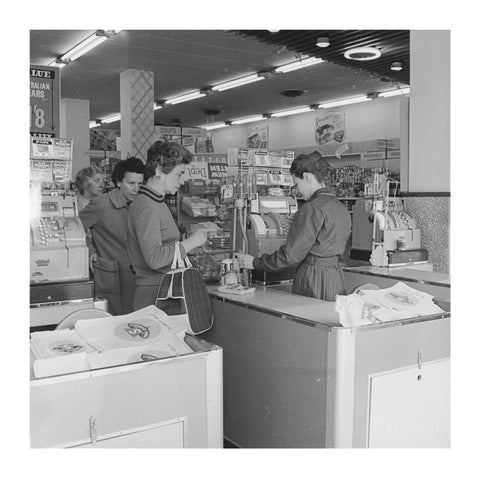 Rose Grant (Henry Grant's wife) shops in a Premier Supermarket store c.1961