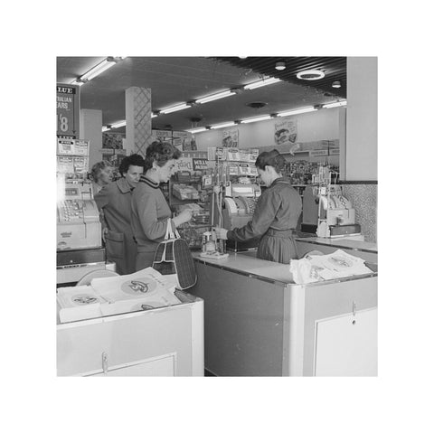 Rose Grant (Henry Grant's wife) shops in a Premier Supermarket store c.1961