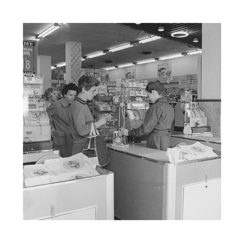 Rose Grant (Henry Grant's wife) shops in a Premier Supermarket store c.1961