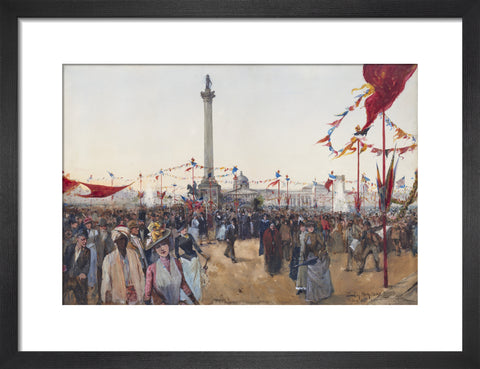 Watercolour depicting Queen Victoria's Golden Jubilee celebrations in Trafalgar Square 1887