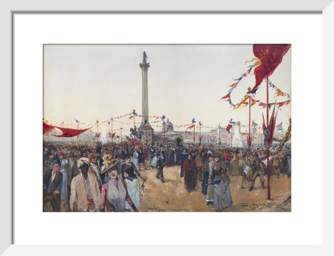 Watercolour depicting Queen Victoria's Golden Jubilee celebrations in Trafalgar Square 1887