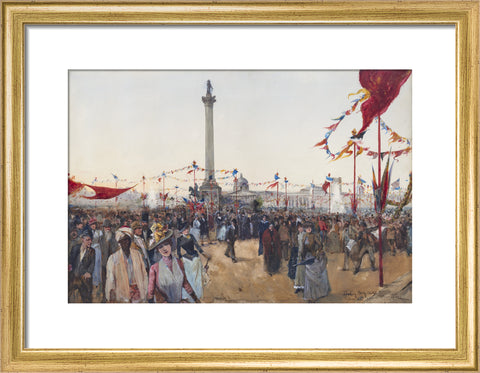 Watercolour depicting Queen Victoria's Golden Jubilee celebrations in Trafalgar Square 1887