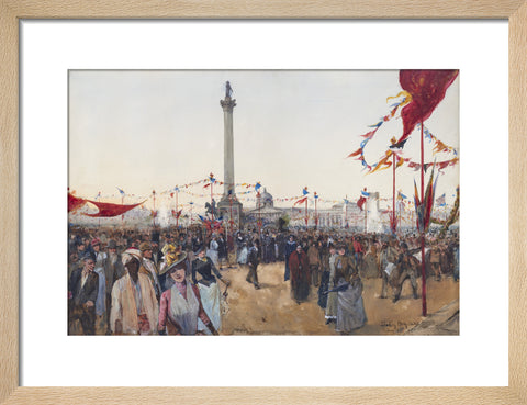 Watercolour depicting Queen Victoria's Golden Jubilee celebrations in Trafalgar Square 1887