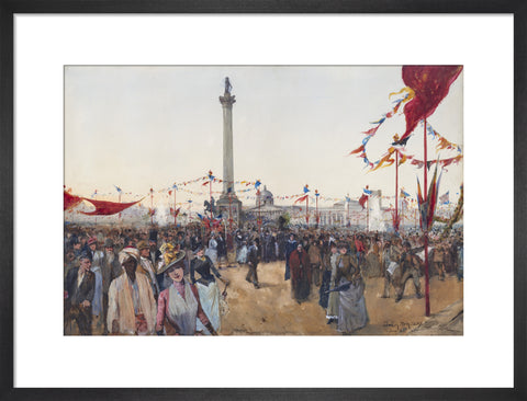 Watercolour depicting Queen Victoria's Golden Jubilee celebrations in Trafalgar Square 1887