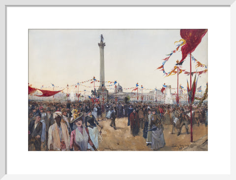Watercolour depicting Queen Victoria's Golden Jubilee celebrations in Trafalgar Square 1887