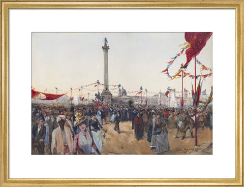 Watercolour depicting Queen Victoria's Golden Jubilee celebrations in Trafalgar Square 1887