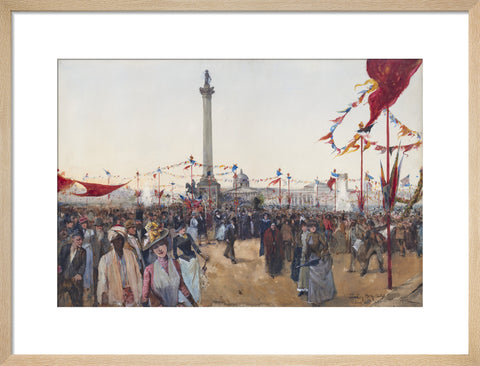 Watercolour depicting Queen Victoria's Golden Jubilee celebrations in Trafalgar Square 1887