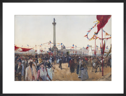 Watercolour depicting Queen Victoria's Golden Jubilee celebrations in Trafalgar Square 1887