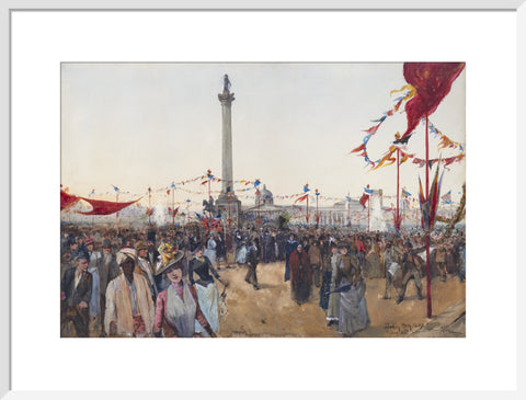 Watercolour depicting Queen Victoria's Golden Jubilee celebrations in Trafalgar Square 1887