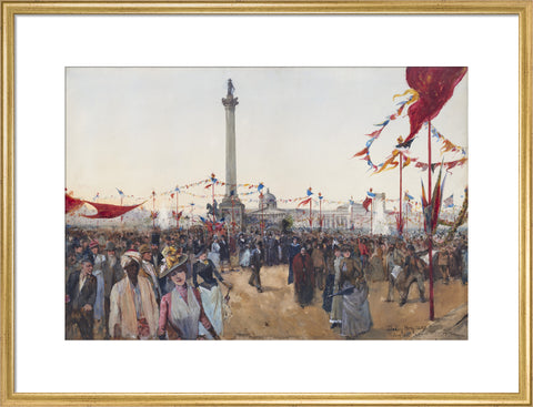 Watercolour depicting Queen Victoria's Golden Jubilee celebrations in Trafalgar Square 1887
