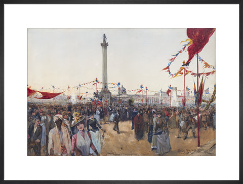 Watercolour depicting Queen Victoria's Golden Jubilee celebrations in Trafalgar Square 1887
