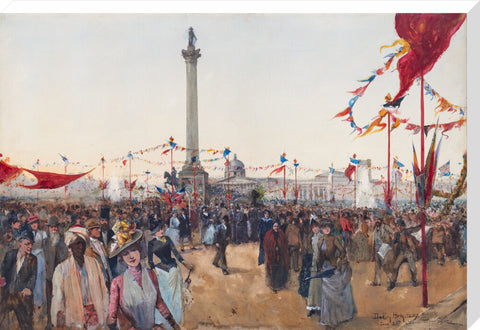 Watercolour depicting Queen Victoria's Golden Jubilee celebrations in Trafalgar Square 1887