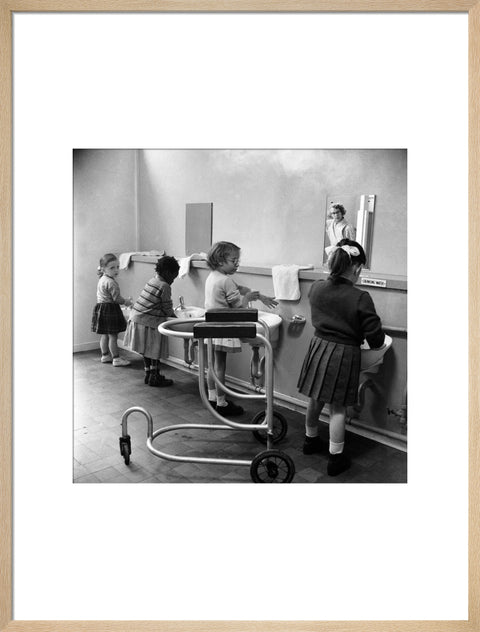 Children in the school toilets at the 'FDR School for Handicapped Children'