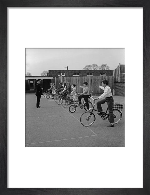 School children training for their National Cycling Proficiency test at St. Mary's School