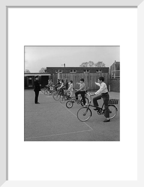 School children training for their National Cycling Proficiency test at St. Mary's School