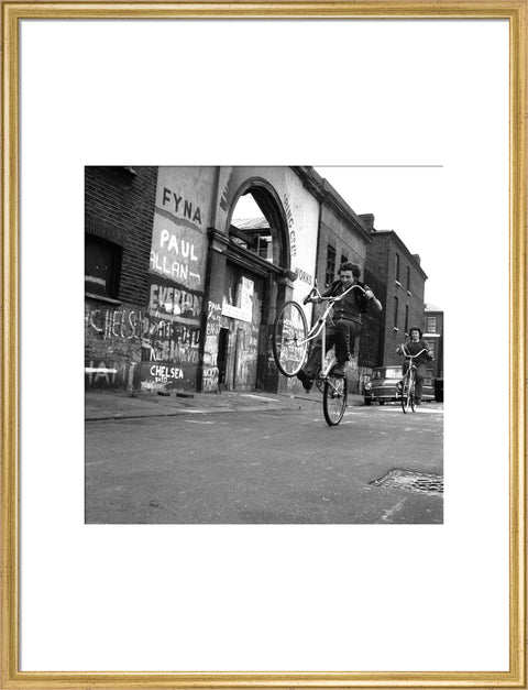 Teenagers on bicycles