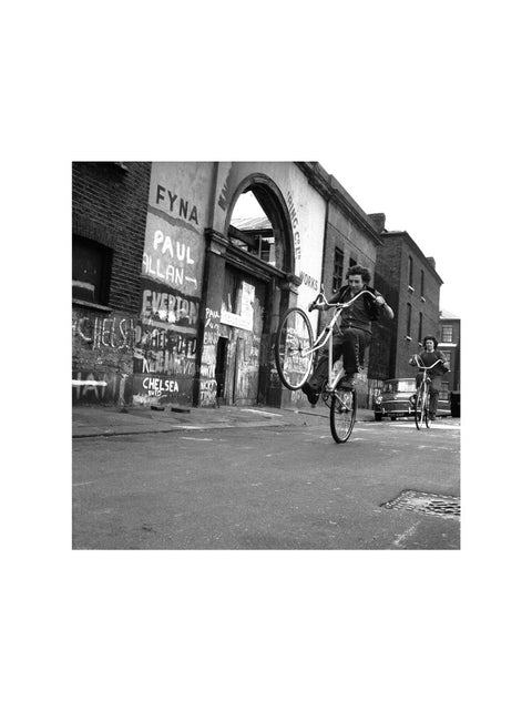 Teenagers on bicycles
