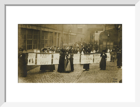 Suffragettes campaigning in South St Pancras during the General Election, January 1910.