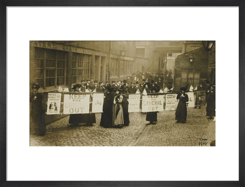 Suffragettes campaigning in South St Pancras during the General Election, January 1910.