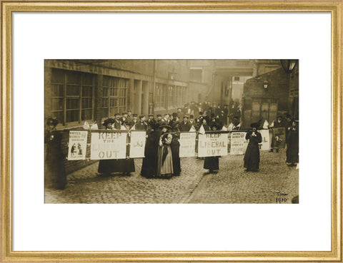 Suffragettes campaigning in South St Pancras during the General Election, January 1910.