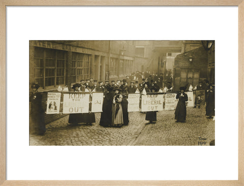 Suffragettes campaigning in South St Pancras during the General Election, January 1910.