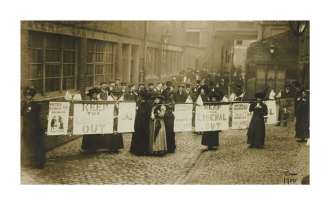 Suffragettes campaigning in South St Pancras during the General Election, January 1910.
