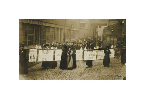 Suffragettes campaigning in South St Pancras during the General Election, January 1910.