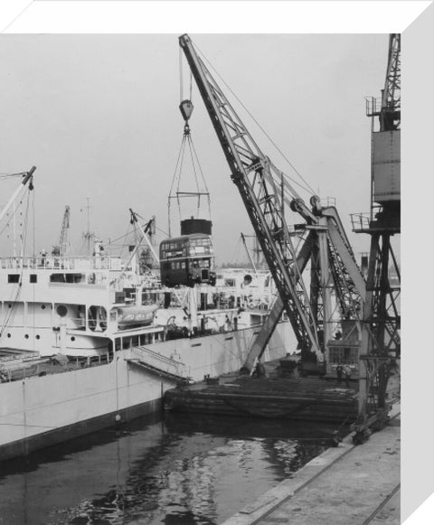 West India Docks 1958 London Bus being exported to Ceylon