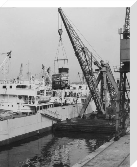 West India Docks 1958 London Bus being exported to Ceylon