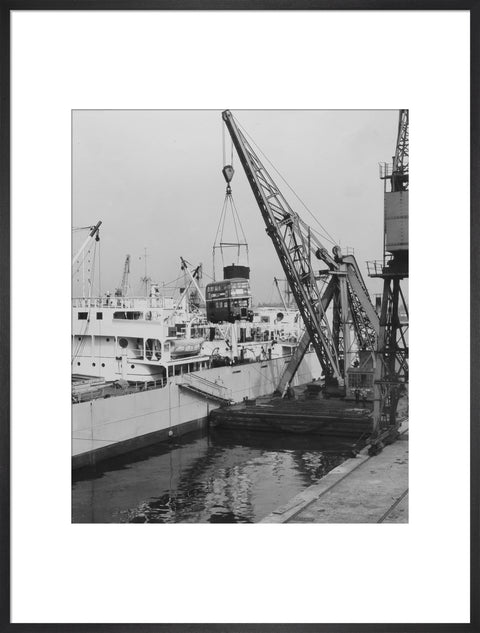 West India Docks 1958 London Bus being exported to Ceylon