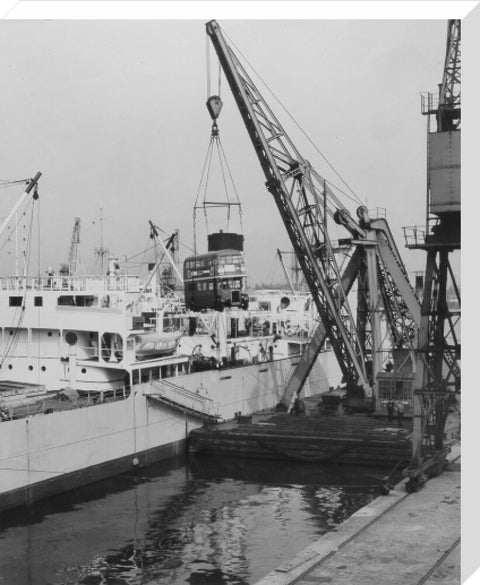 West India Docks 1958 London Bus being exported to Ceylon