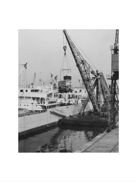 West India Docks 1958 London Bus being exported to Ceylon