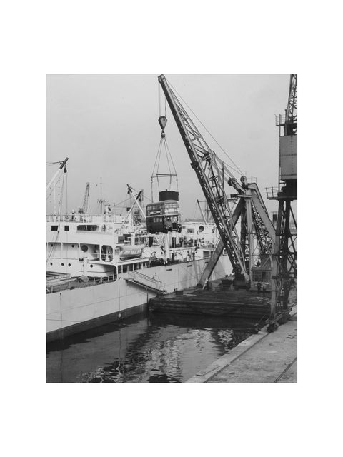 West India Docks 1958 London Bus being exported to Ceylon