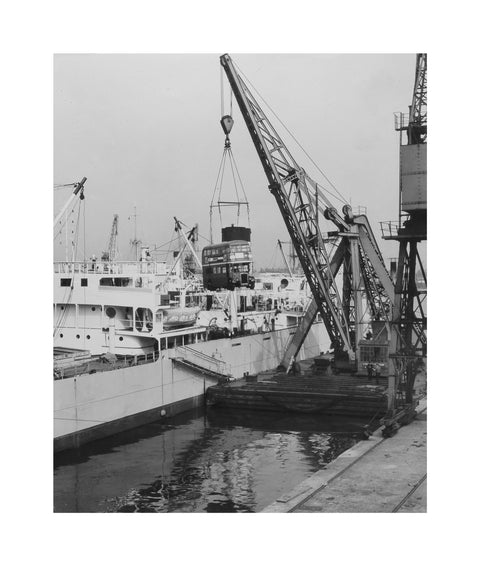 West India Docks 1958 London Bus being exported to Ceylon