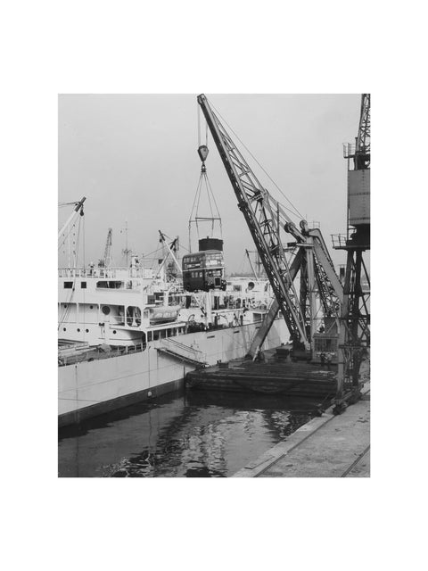 West India Docks 1958 London Bus being exported to Ceylon