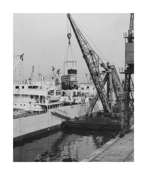 West India Docks 1958 London Bus being exported to Ceylon
