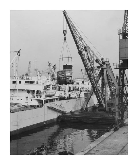West India Docks 1958 London Bus being exported to Ceylon