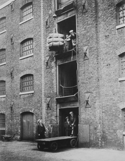 West India Docks 1900 Sugar being hoisted into warehouses