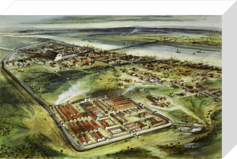 Reconstruction drawing of Londinium looking east