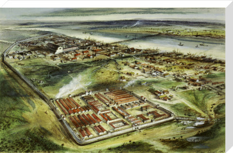 Reconstruction drawing of Londinium looking east