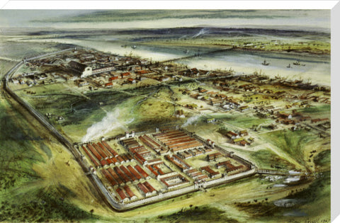 Reconstruction drawing of Londinium looking east